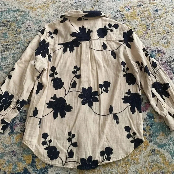 Isabella Sinclair Anthropologie Shadowbloom Embroidered Button Down shirt, sz XS - Picture 9 of 11